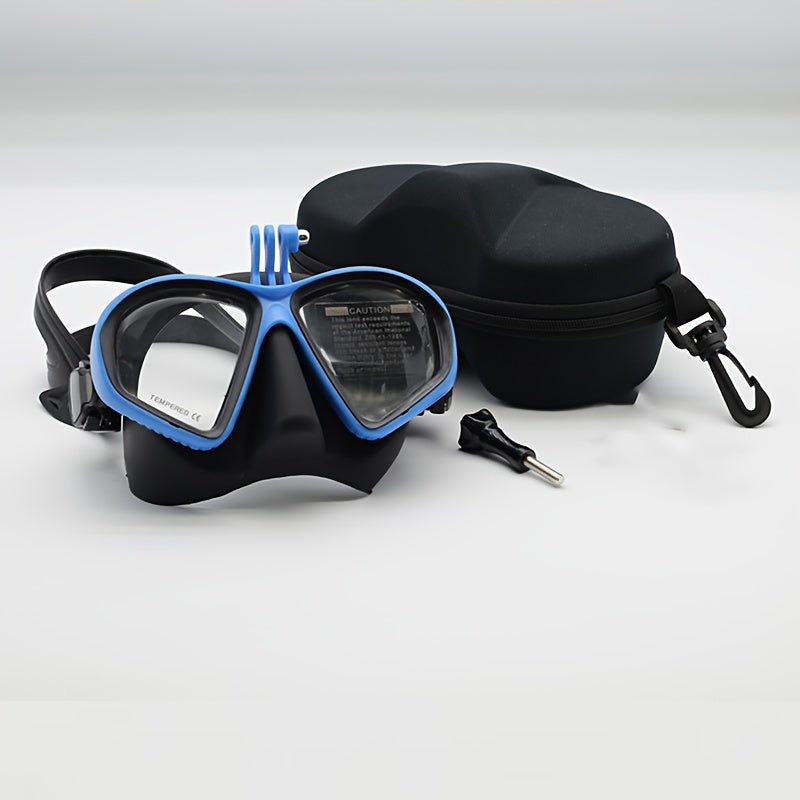 Tempered Diving Mask with Storage Case - Dive Goggles with Anti-Fog and Camera Mount