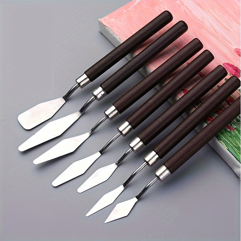 7-Piece Stainless Steel Palette Knife Set – For Painting and Colour Mixing