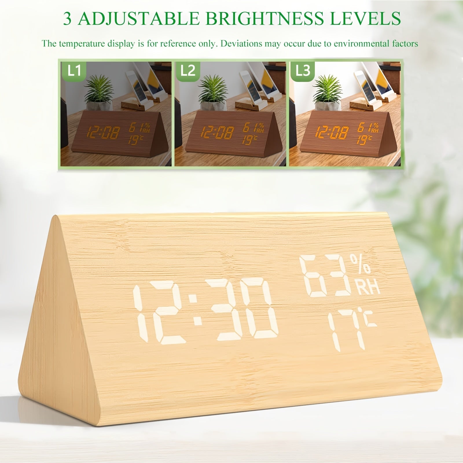 TriWood LED Alarm Clock – Functional and Minimalist Design