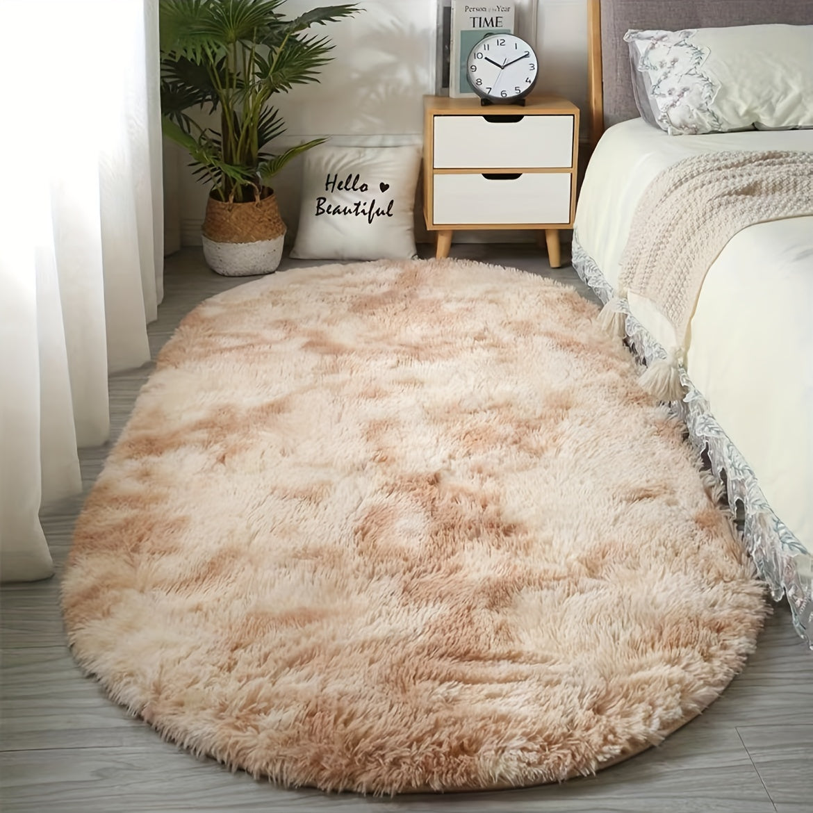 Plush Oval Rug – Soft and Stylish Rug for Bedroom and Living Room Decoration