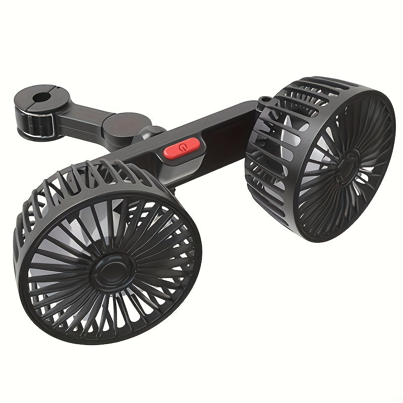 Portable Dual Car Fan – 5-Blade 360° Rotatable Ultra-Quiet