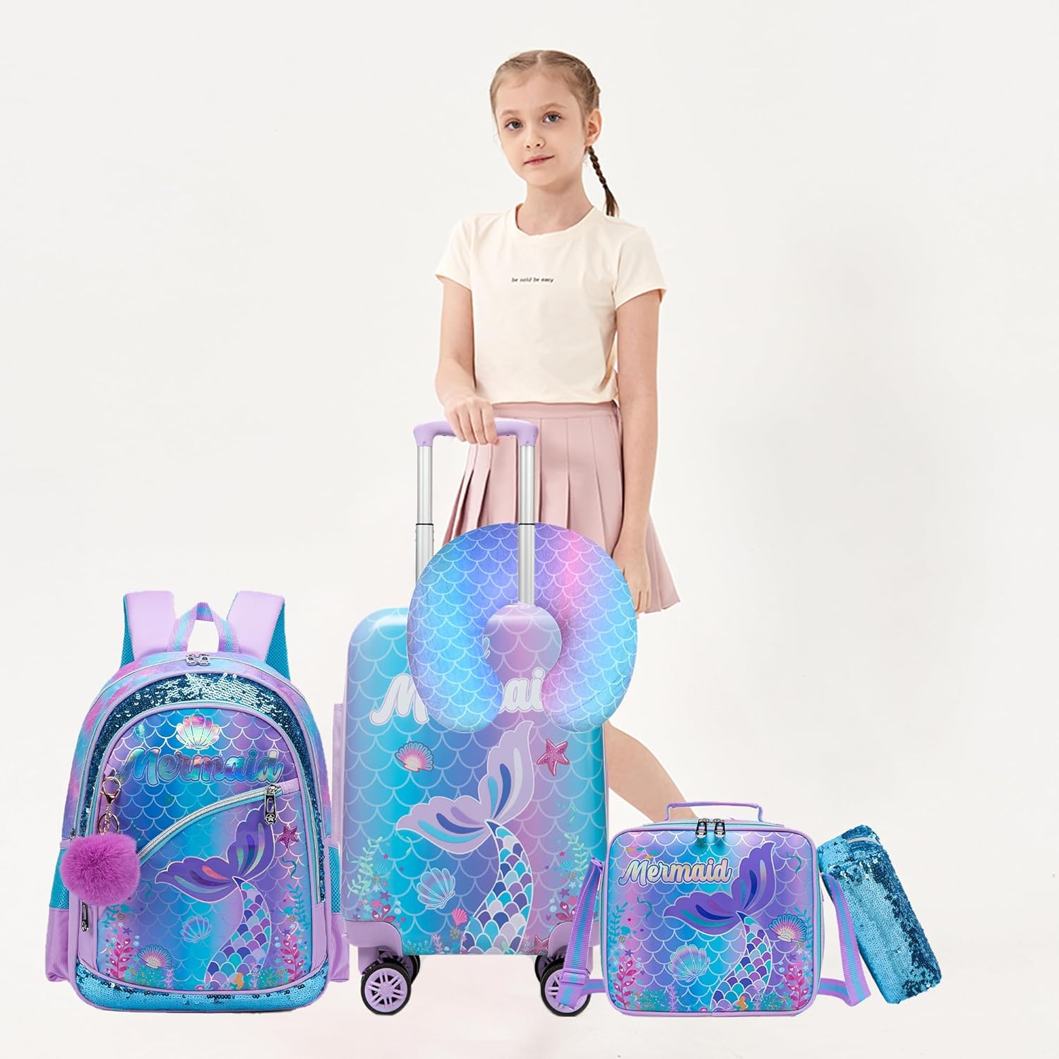 Kids' Hard Shell Cabin Luggage Set with Spinner Wheels – 40 cm