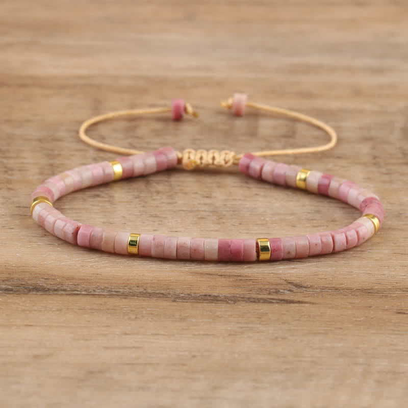 Braided Bracelet with 2.4 mm Natural Stone Beads – Seraphina