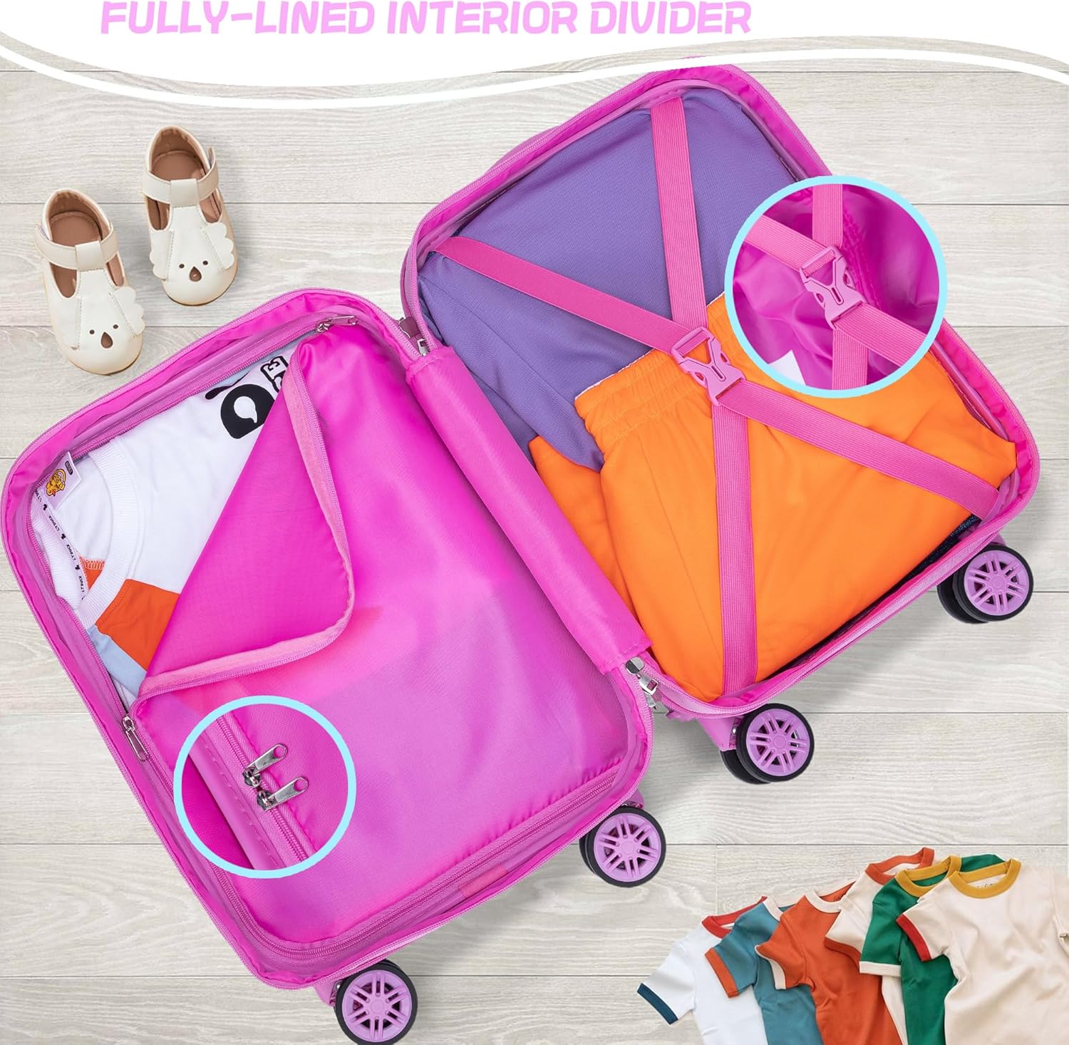 Kids' Hard Shell Cabin Luggage Set with Spinner Wheels – 40 cm