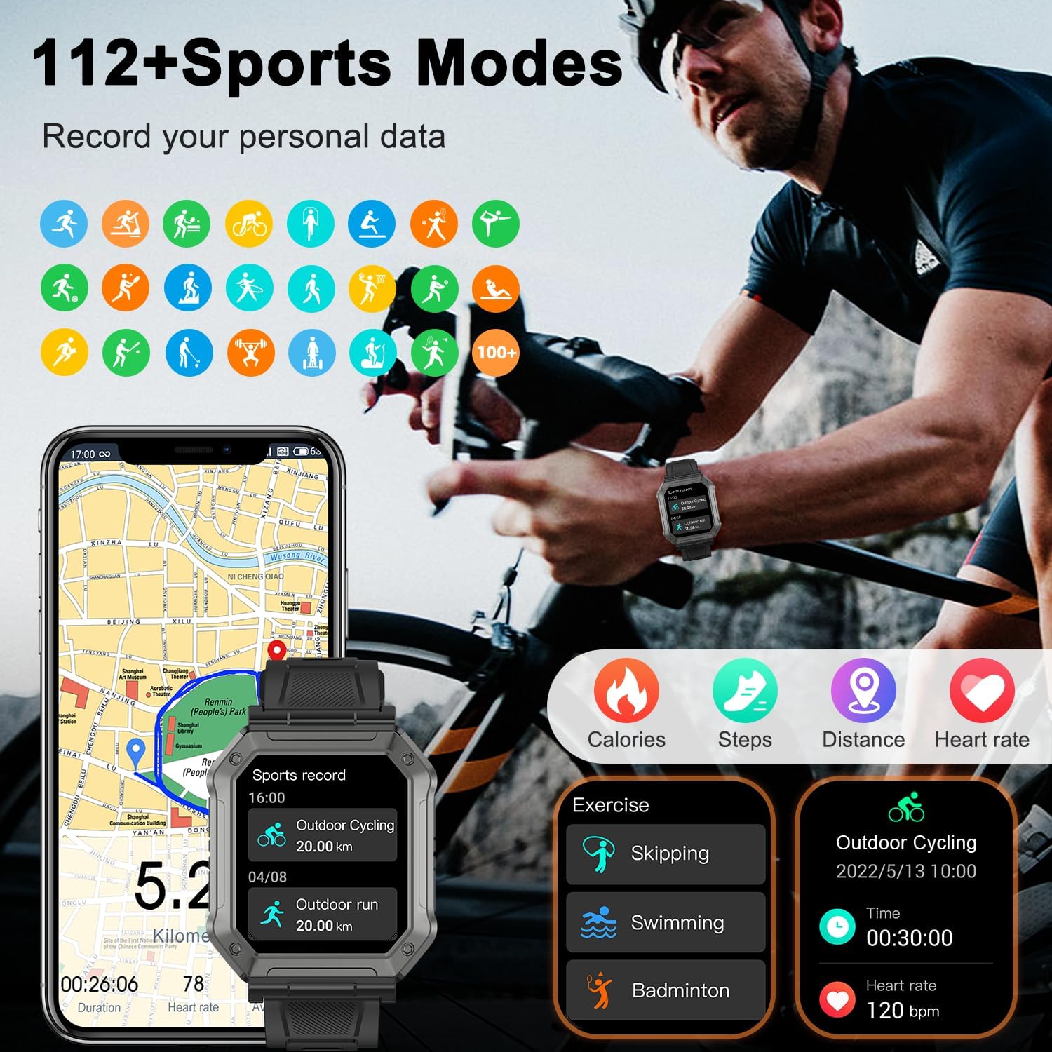 Military Smartwatch for Men with Fitness Tracker – Wayne