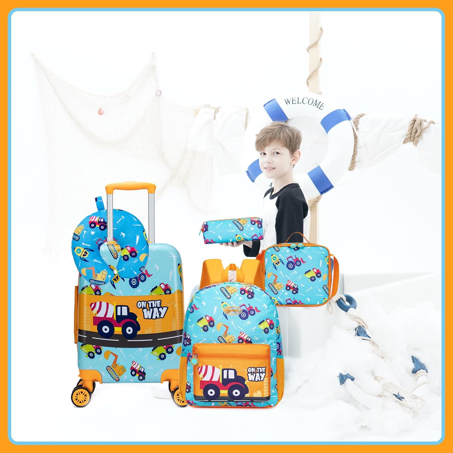 Kids' Hard Shell Cabin Luggage Set with Spinner Wheels – 40 cm