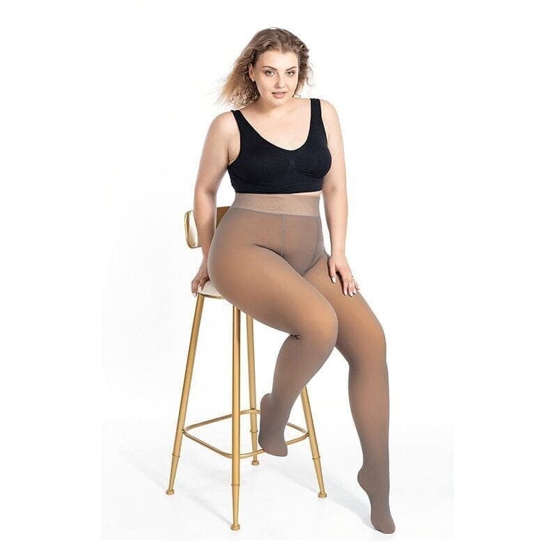 Lunava | Fleece Tights Fake Sheer | Warm Winter Tights with Skin Effect and Thermal Lining