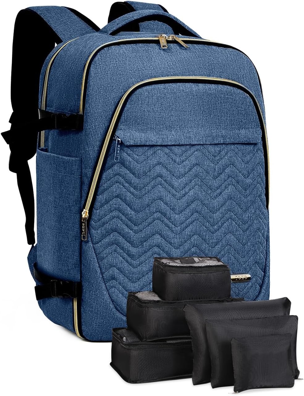 40L Flight-Compatible Travel Trolley with 6 Packing Cubes and Laptop Compartment