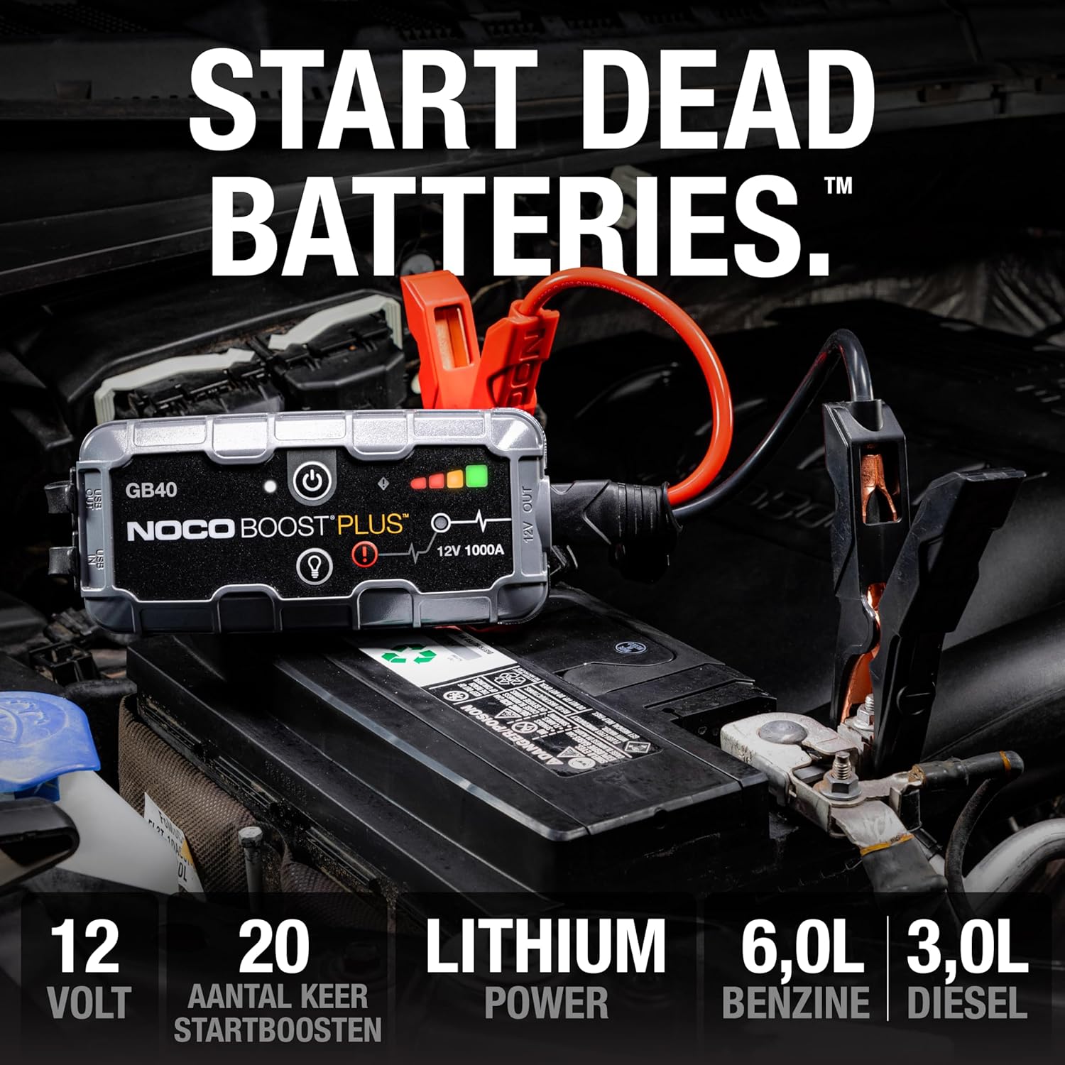 Boost Plus GB40 | 1000A Portable Jump Starter for Cars – 12V Battery Booster & Power Bank for Petrol and Diesel
