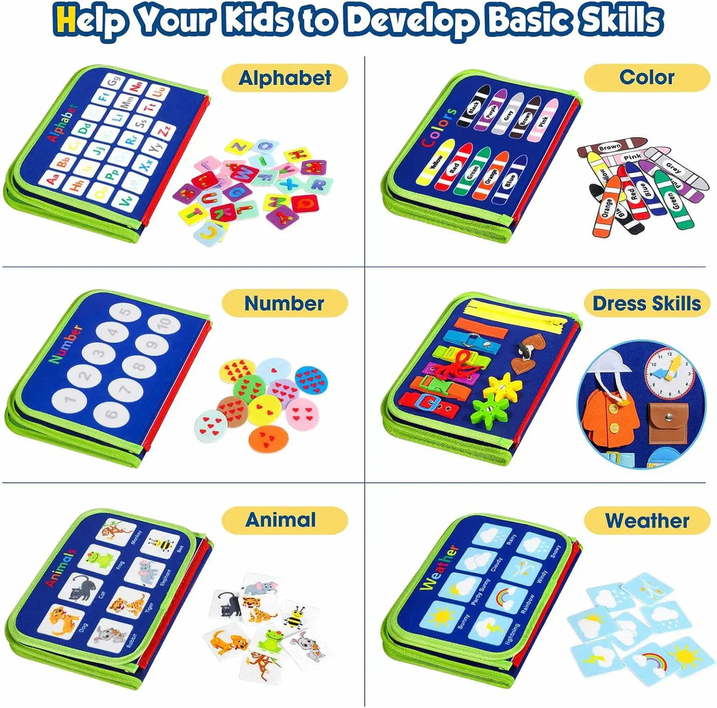 Montessori Press Board for Toddlers – Educational Sensory Activity Book (2-4 Years)