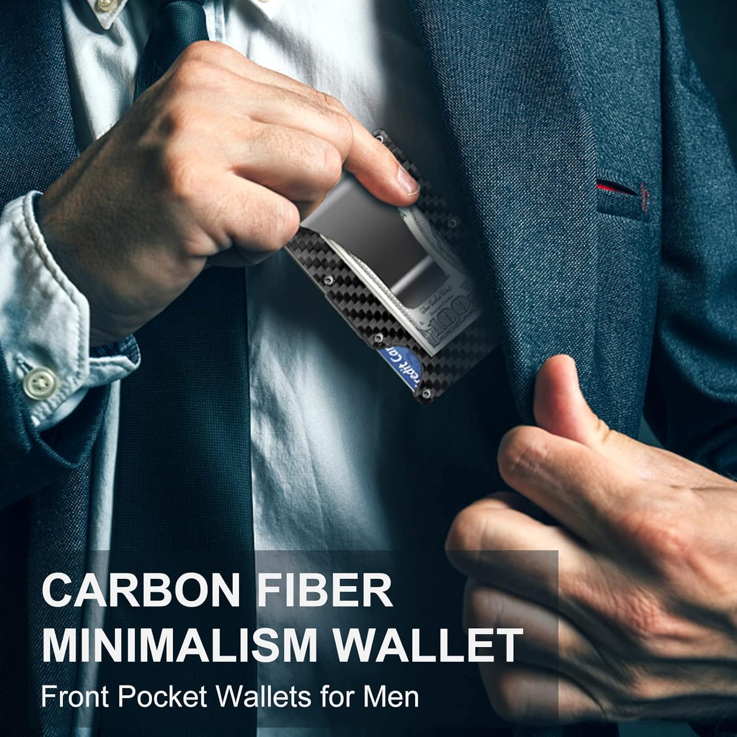 Thin RFID-blocking Carbon Fibre Wallet with Money Clip – CarbonVault