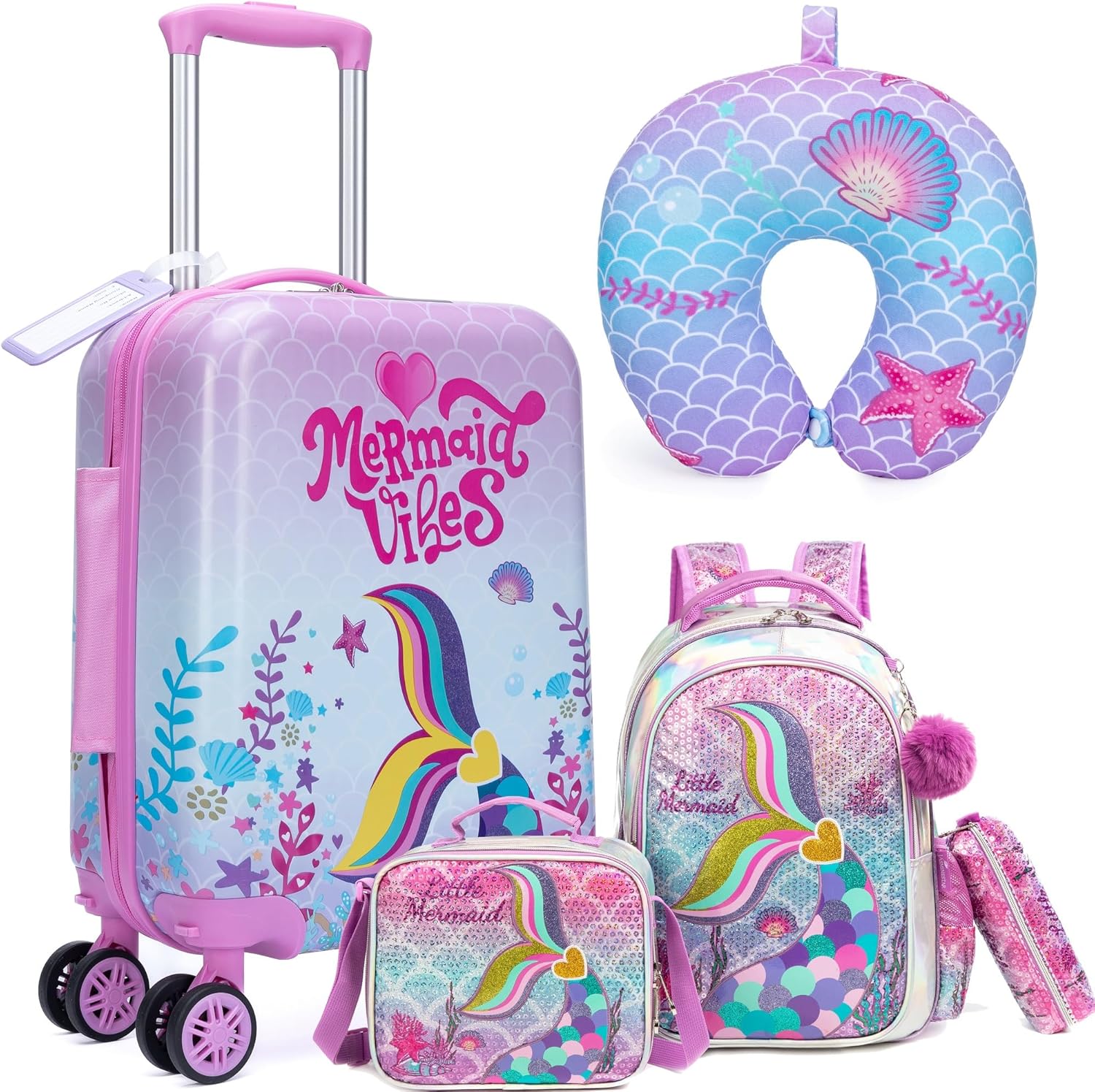 Kids' Hard Shell Cabin Luggage Set with Spinner Wheels – 40 cm