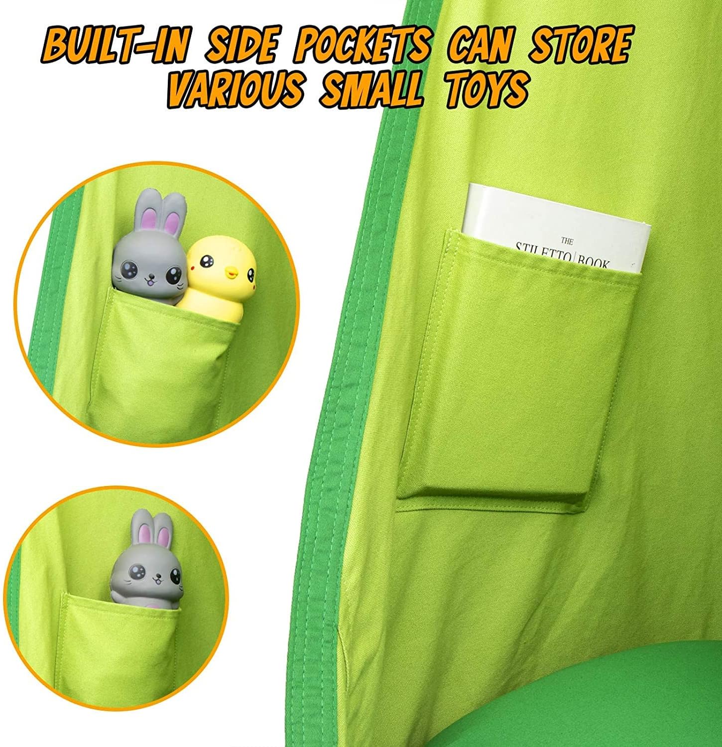 Children's Hanging Chair with Air Cushion for Indoors & Outdoors