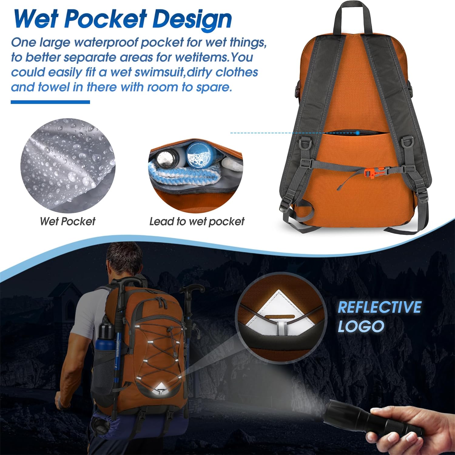 40L Waterproof Hiking and Camping Backpack – Lightweight & Foldable – 1+1 FREE