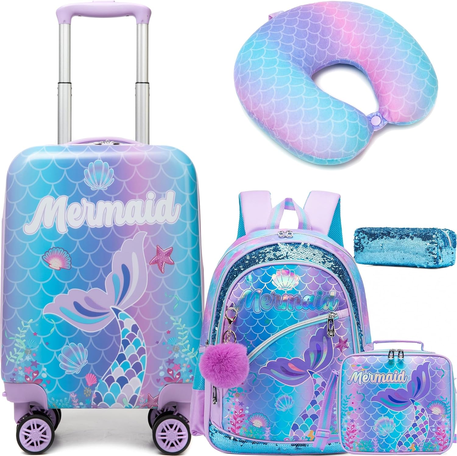 Kids' Hard Shell Cabin Luggage Set with Spinner Wheels – 40 cm