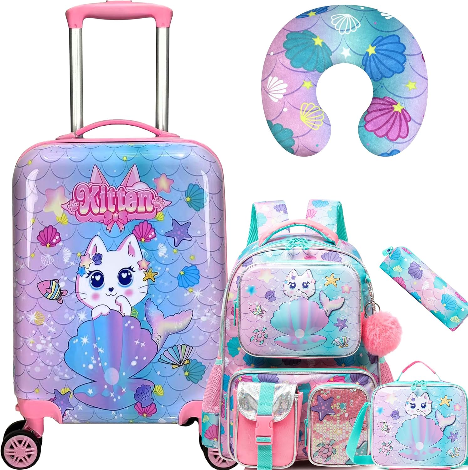 Kids' Hard Shell Cabin Luggage Set with Spinner Wheels – 40 cm