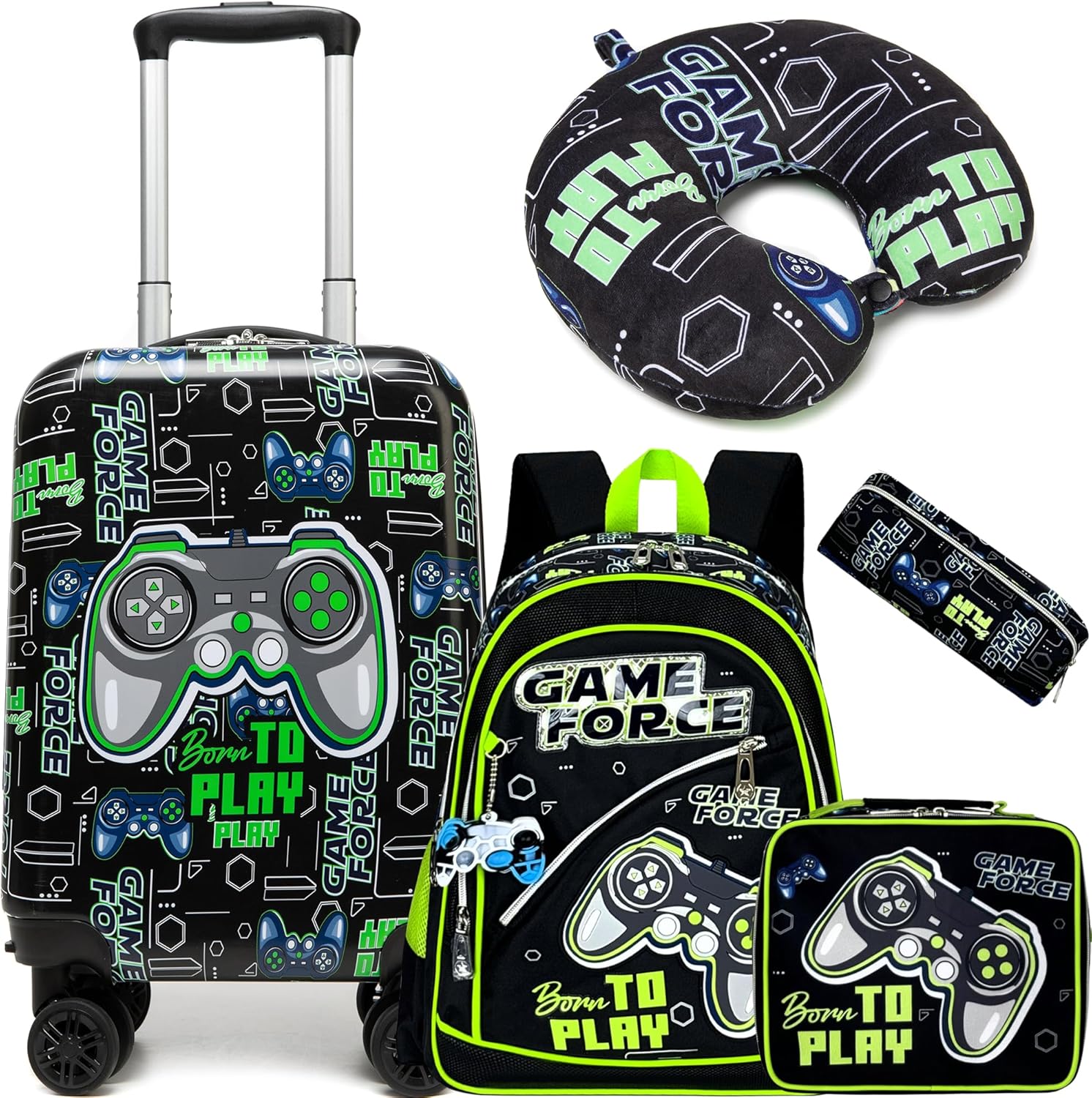 Kids' Hard Shell Cabin Luggage Set with Spinner Wheels – 40 cm