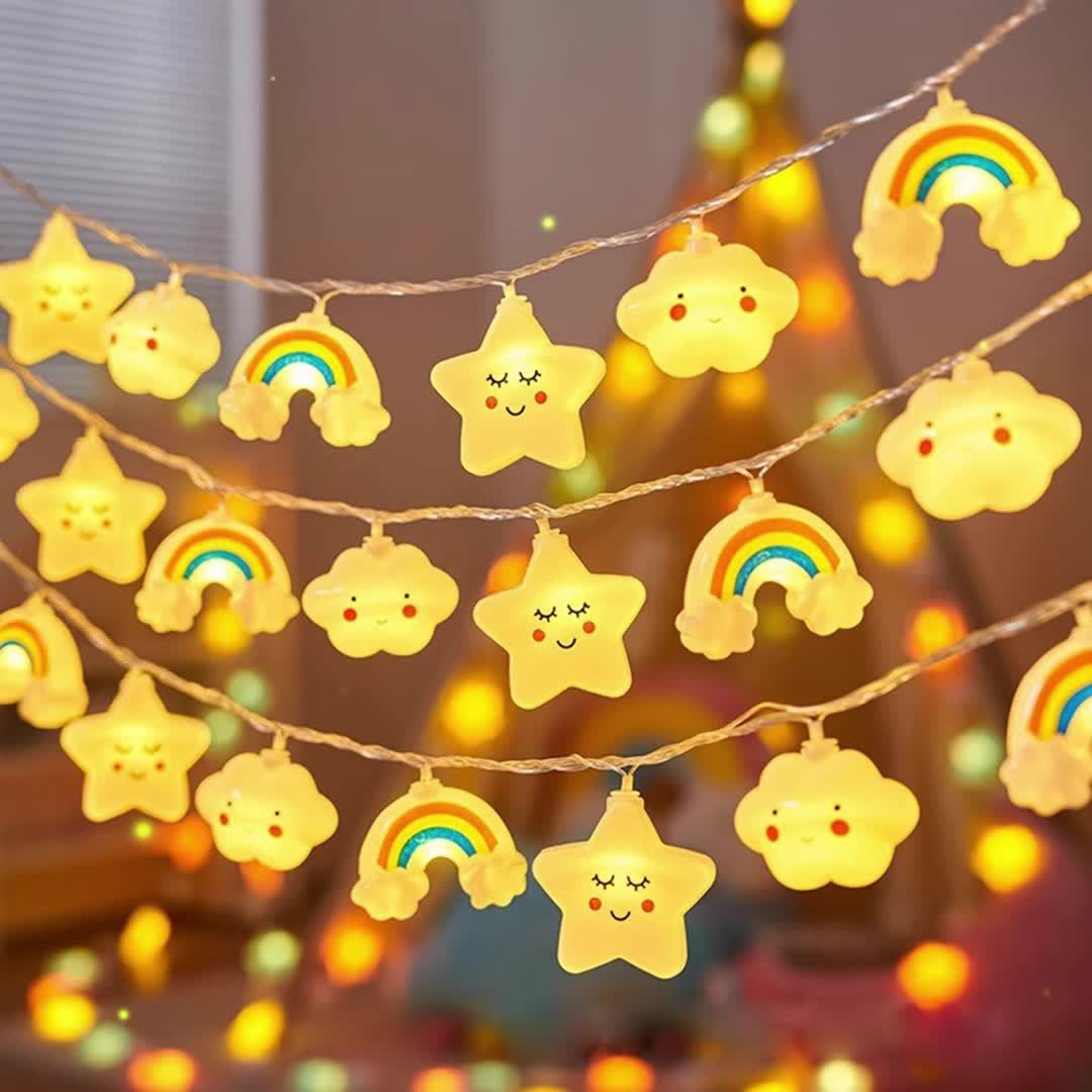 Magical LED String Lights – Star, Cloud and Rainbow Designs for a Cheerful Atmosphere