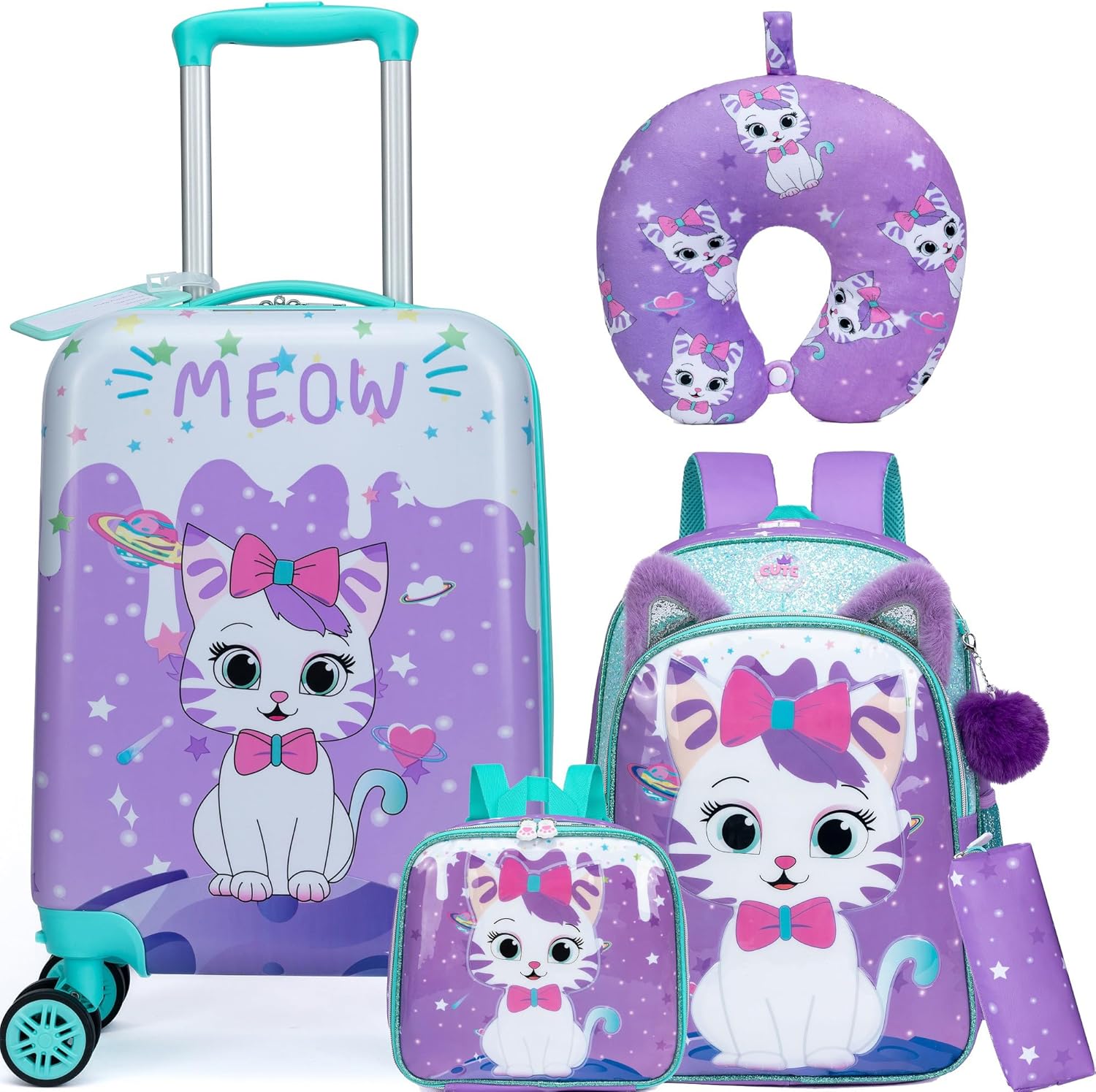 Kids' Hard Shell Cabin Luggage Set with Spinner Wheels – 40 cm