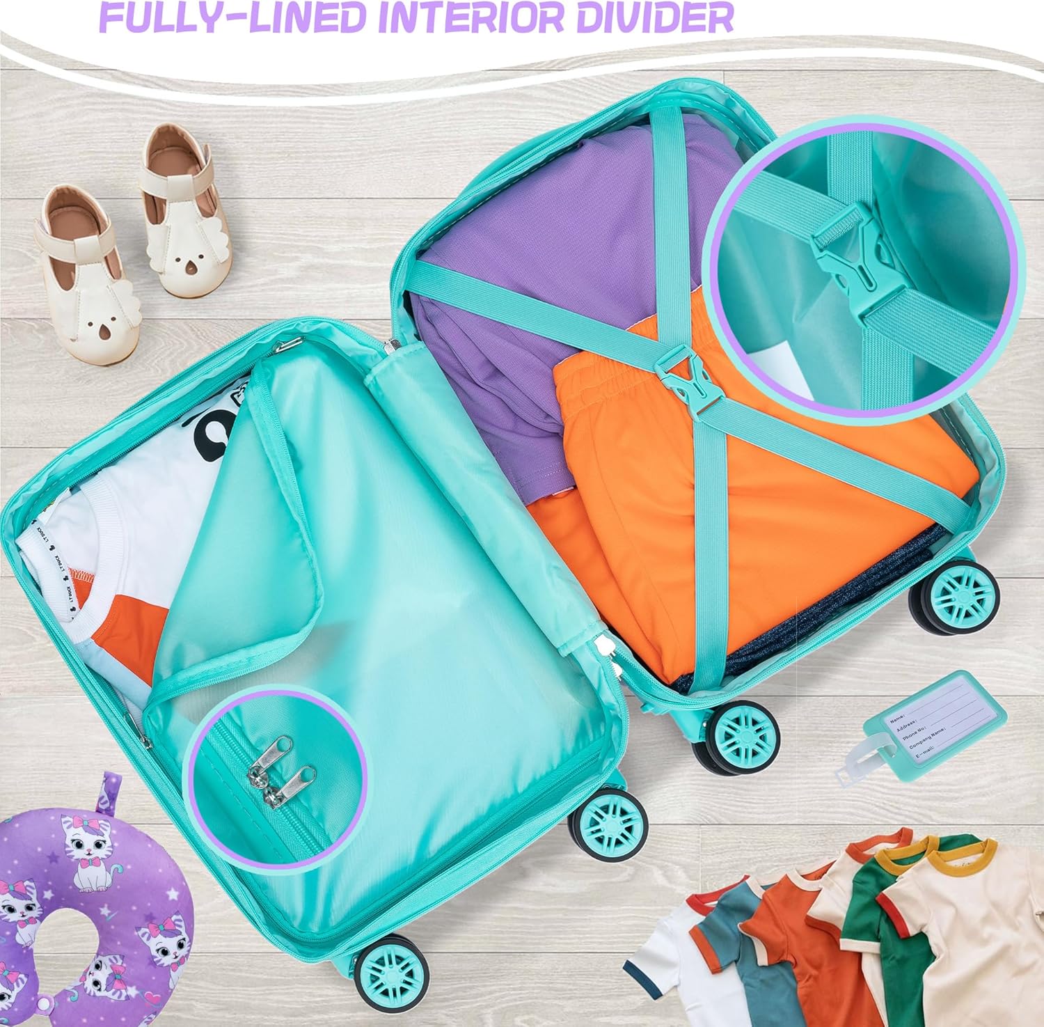 Kids' Hard Shell Cabin Luggage Set with Spinner Wheels – 40 cm