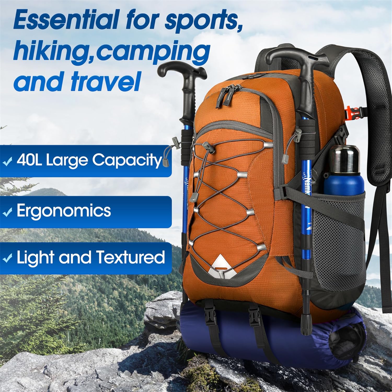40L Waterproof Hiking and Camping Backpack – Lightweight & Foldable – 1+1 FREE