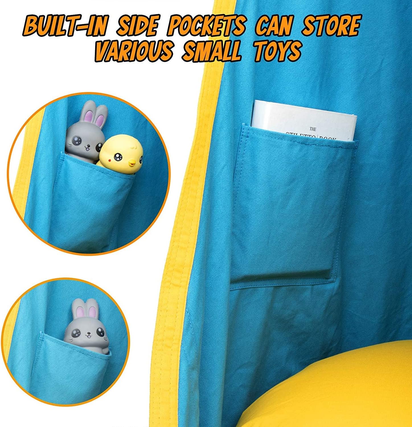 Children's Hanging Chair with Air Cushion for Indoors & Outdoors