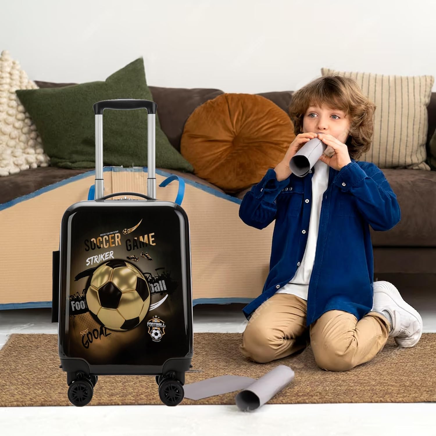 Kids' Hard Shell Cabin Luggage Set with Spinner Wheels – 40 cm