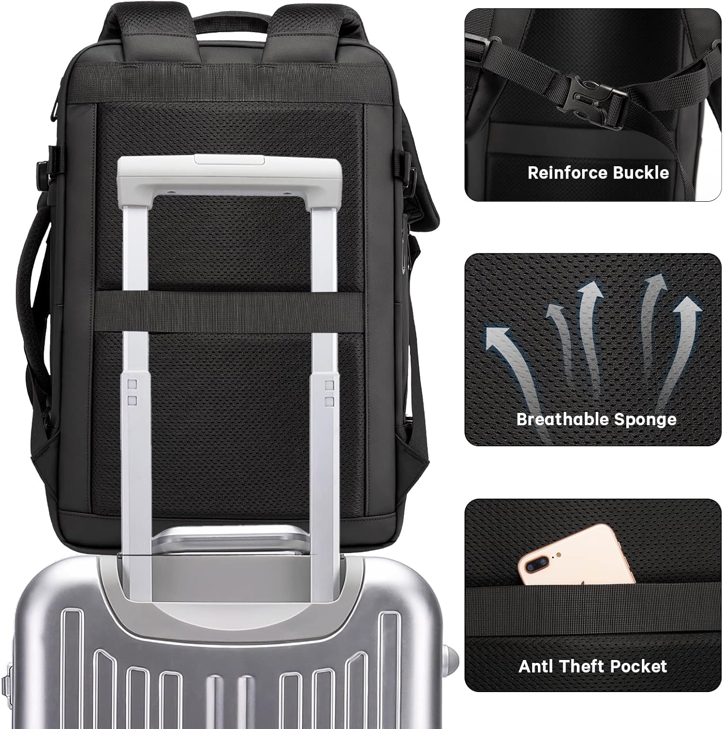 Expandable 26–45L Waterproof Travel Backpack with Laptop Compartment & Duffle Option