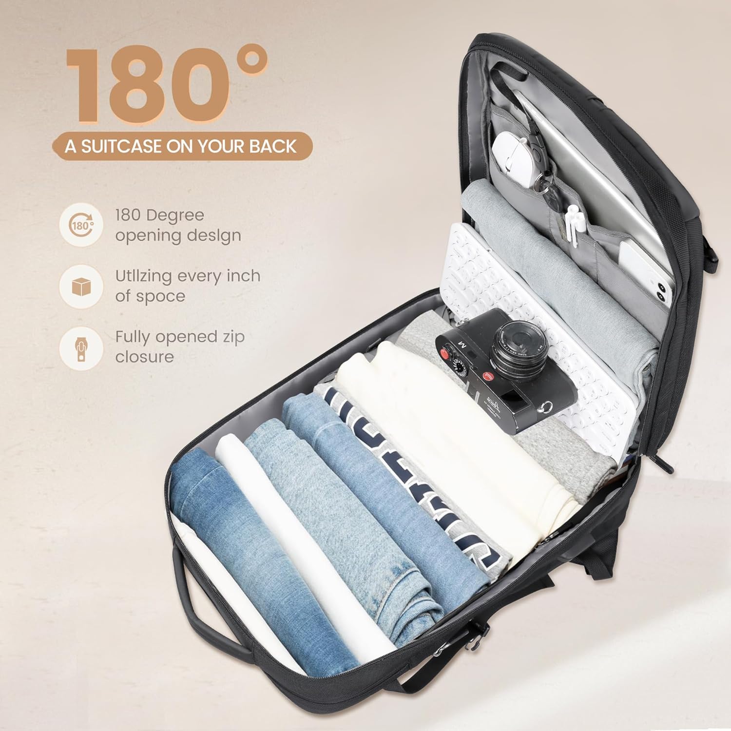 40L Expandable Waterproof Travel Backpack with USB Port & 17” Laptop Compartment – AirVoyage (Buy 1, Get 1 FREE Promo)
