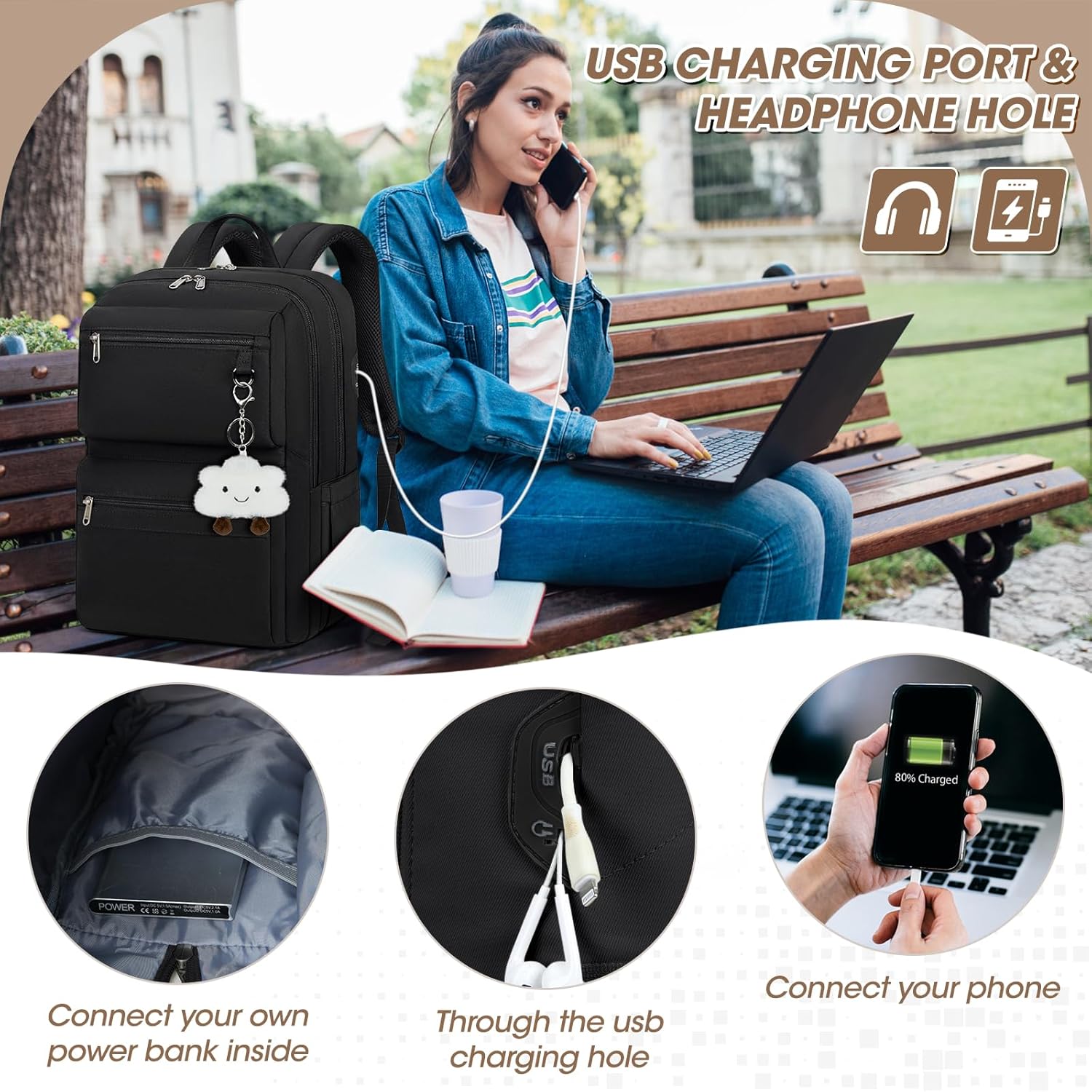 Lightweight 39.6 cm Travel and School Backpack