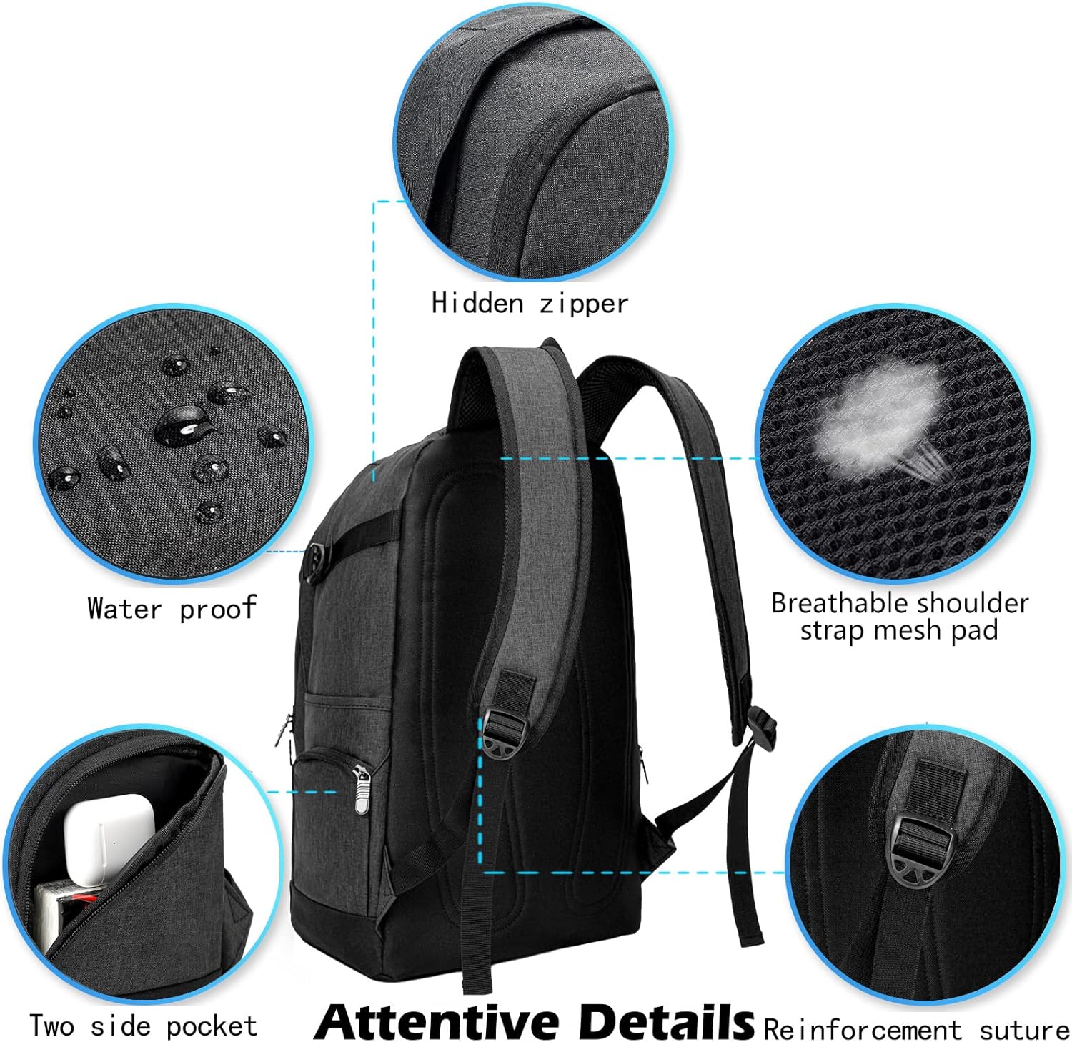 Dun 39.6 cm Travel and Work Laptop Backpack with Organiser Compartments