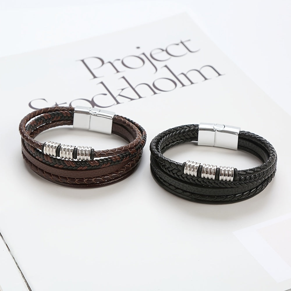 Refined Braided Leather Bracelet - For the Stylish Man