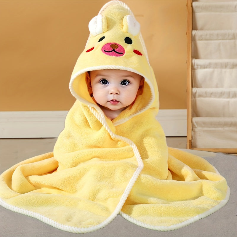 Soft Children's Hooded Towel with Animal Design - Absorbent and Comfortable