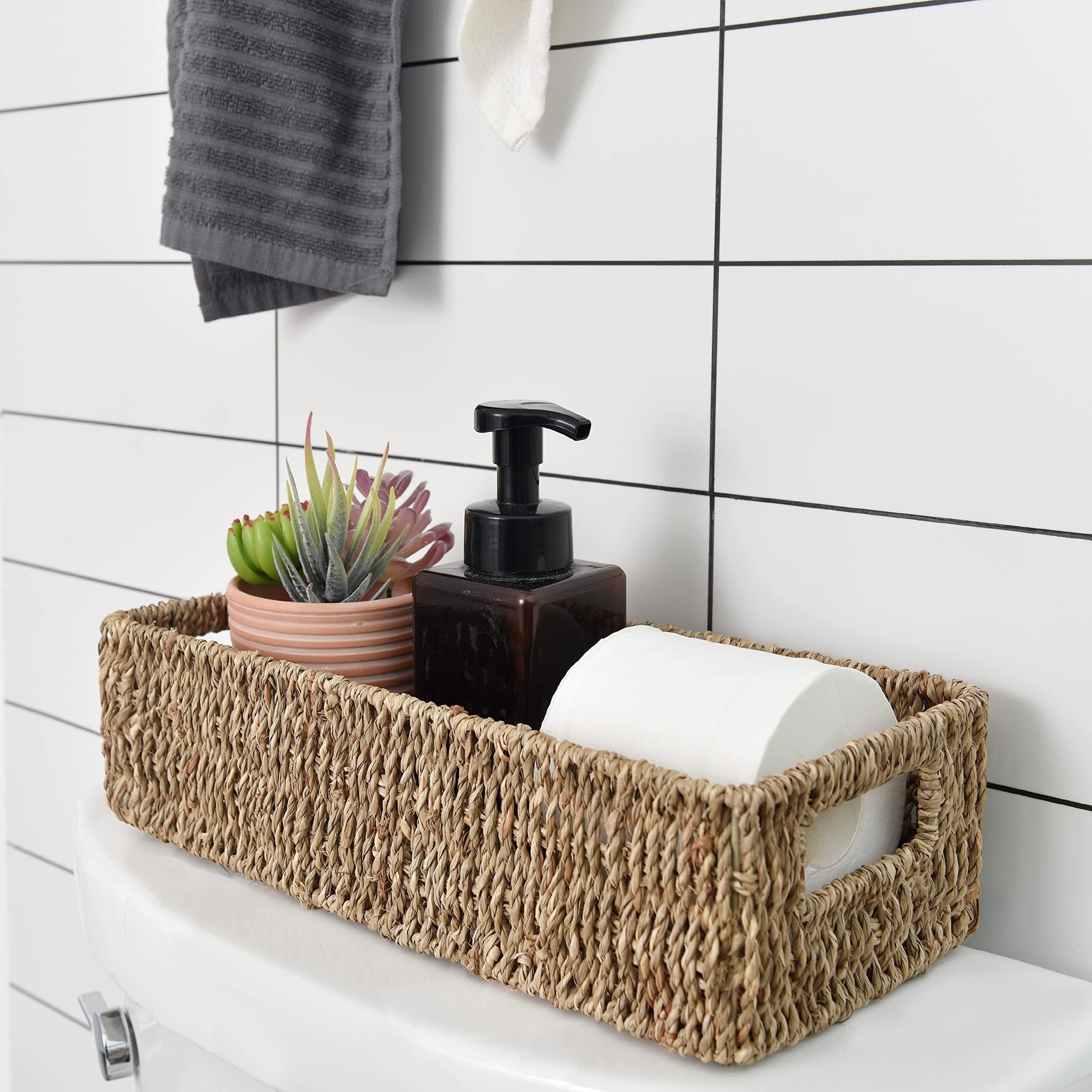 Handmade Seagrass Storage Basket – Ideal for Bathroom and Toilet