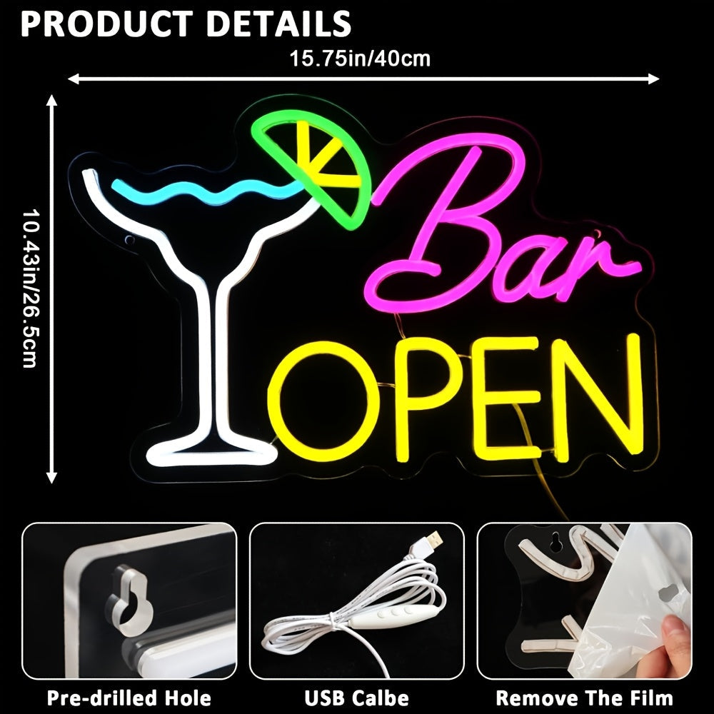 Illuminated Sign "Bar Open" – Atmospheric Decoration