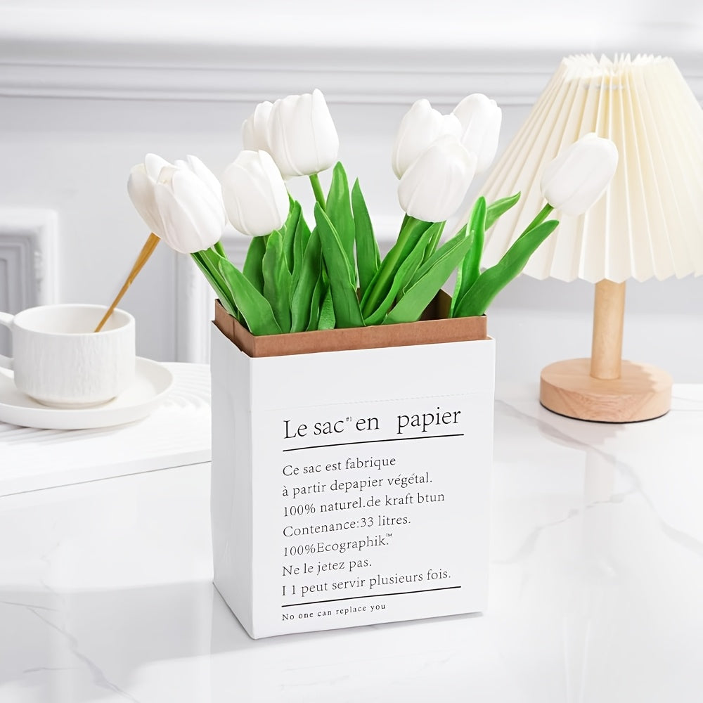 Set of 10 Artificial White Tulips – Perfect for Weddings, Photography, and Interior Decoration