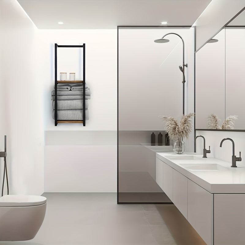 Industrial Towel Rack with Shelves – Elegant and Functional Wall Furniture