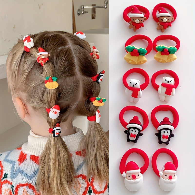 Festive Christmas Hairbands Set - 10 Pieces for Enchanting Styling