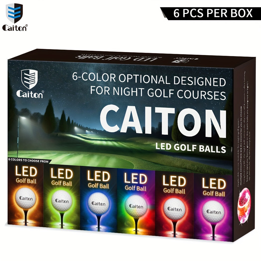 Caiton – 6-Pack LED Golf Balls with Sensor | Illuminated Golf Balls | For Night Golf, Celebrations & Gift Ideas