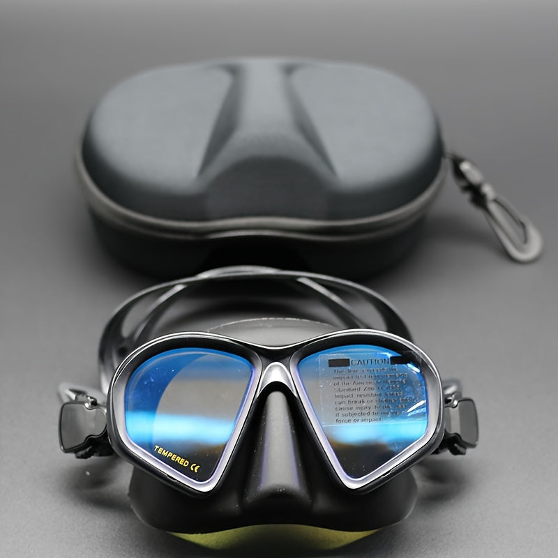 Tempered Diving Mask with Storage Case - Dive Goggles with Anti-Fog and Camera Mount