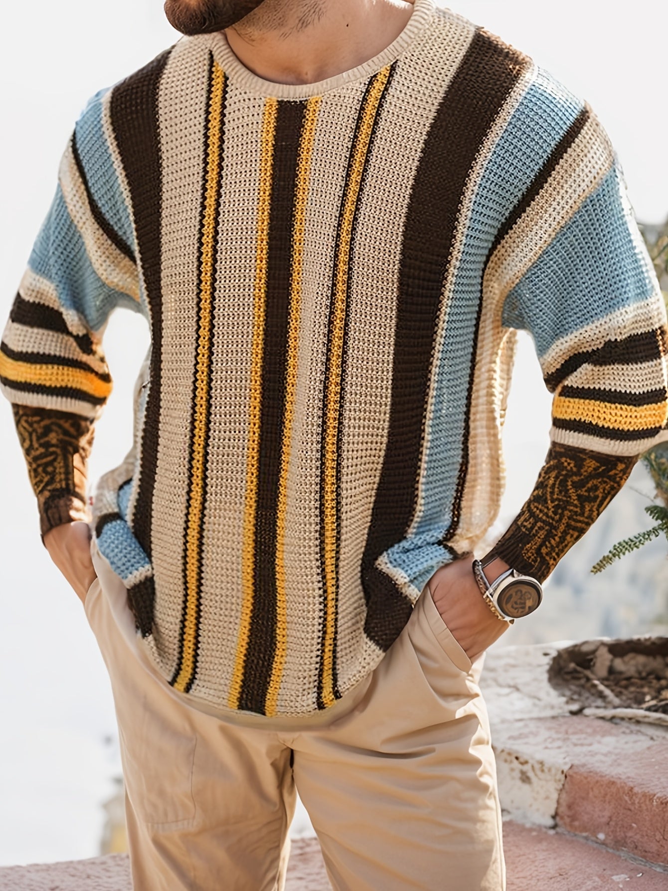 Casual Striped Knitted Jumper – Comfortable and Airy