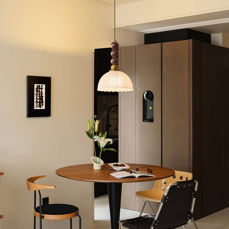 Pendant Light with Glass - Wood & Metal