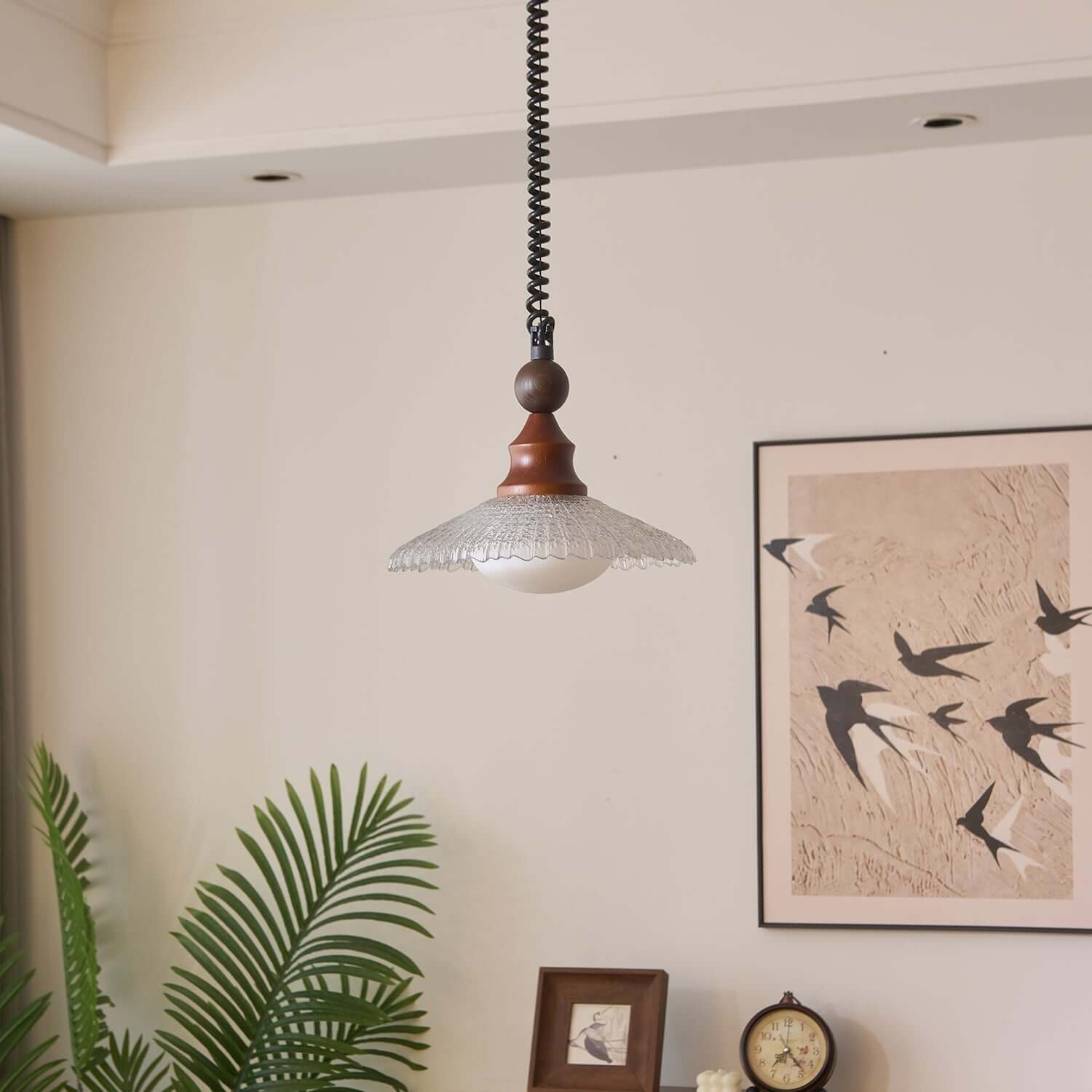 Pendant Light with Wooden Accents
