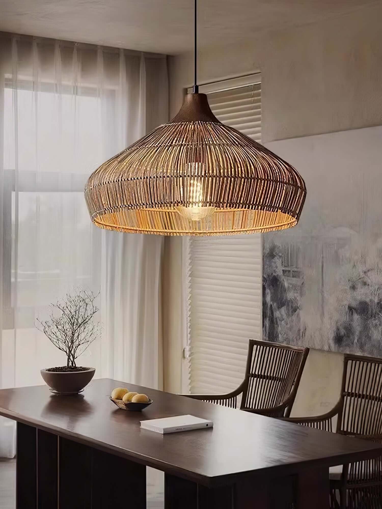 Rattan Pendant Lamp - Bohemian Style Pendant Light
