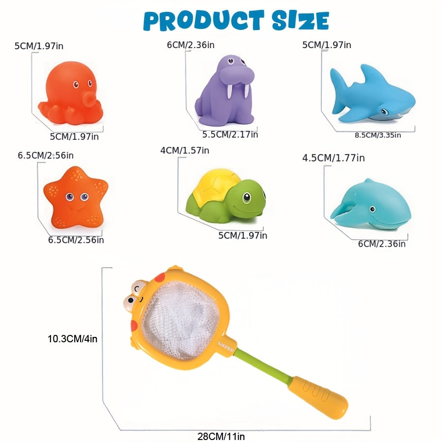 Bath Toy Set with Nets – Floating Sea Creatures and Water Sprayers