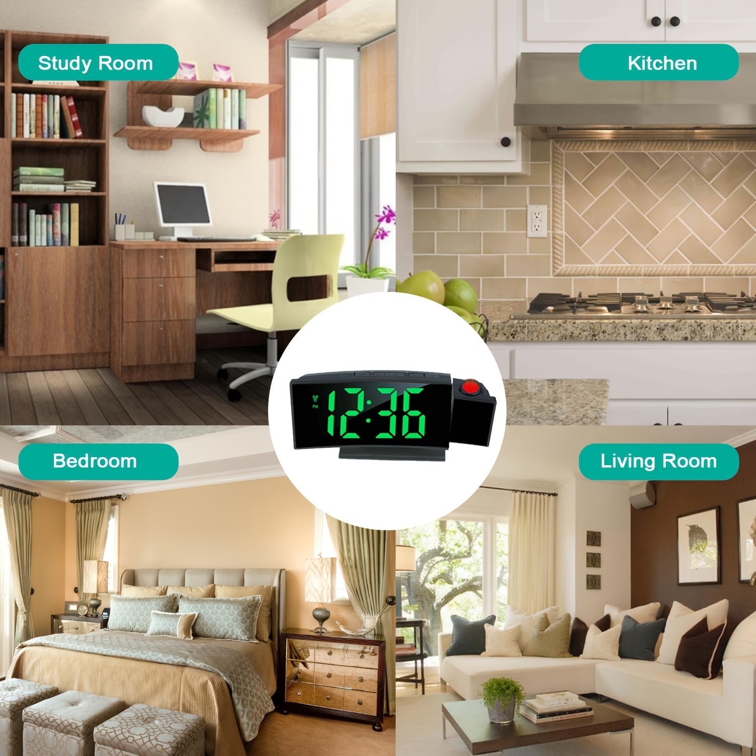 Digital Projection Alarm Clock – LED Display and Snooze Function with Adjustable Brightness