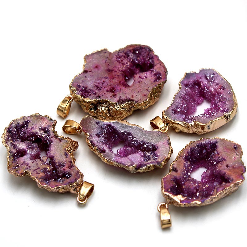 Natural Crystal Geode Pendant – Gaia