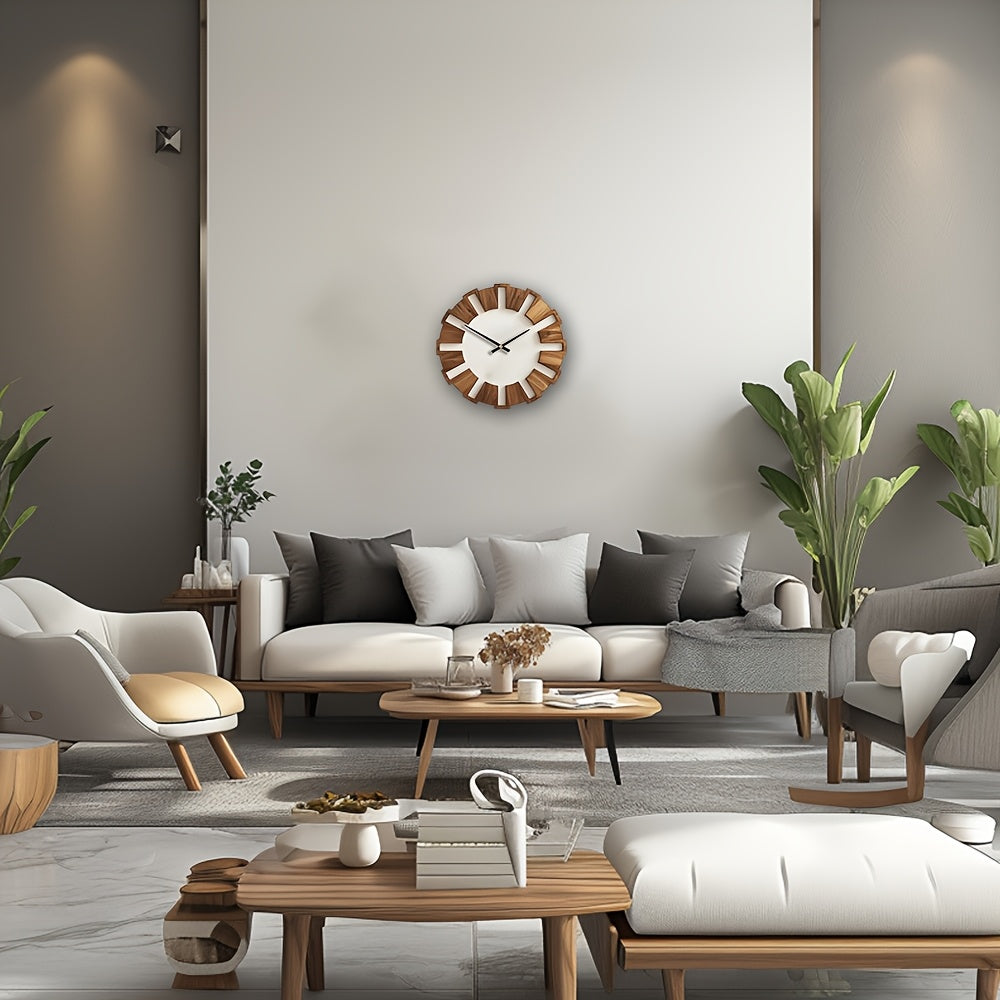 Rustic Wooden Wall Clock with Silent Movement – Timeless Design for Living Room, Office, and Bedroom