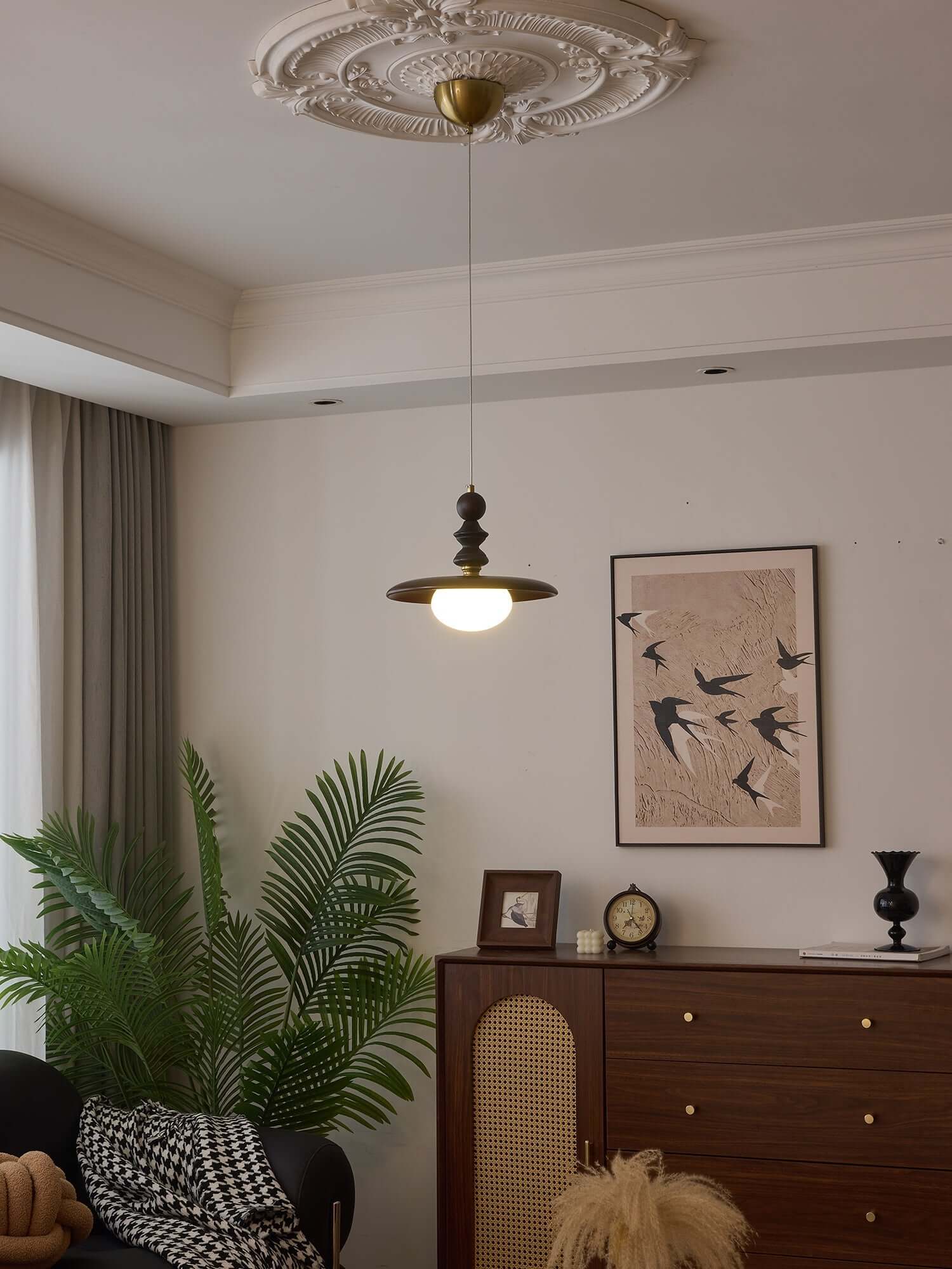 Pendant Light with Wooden Accents