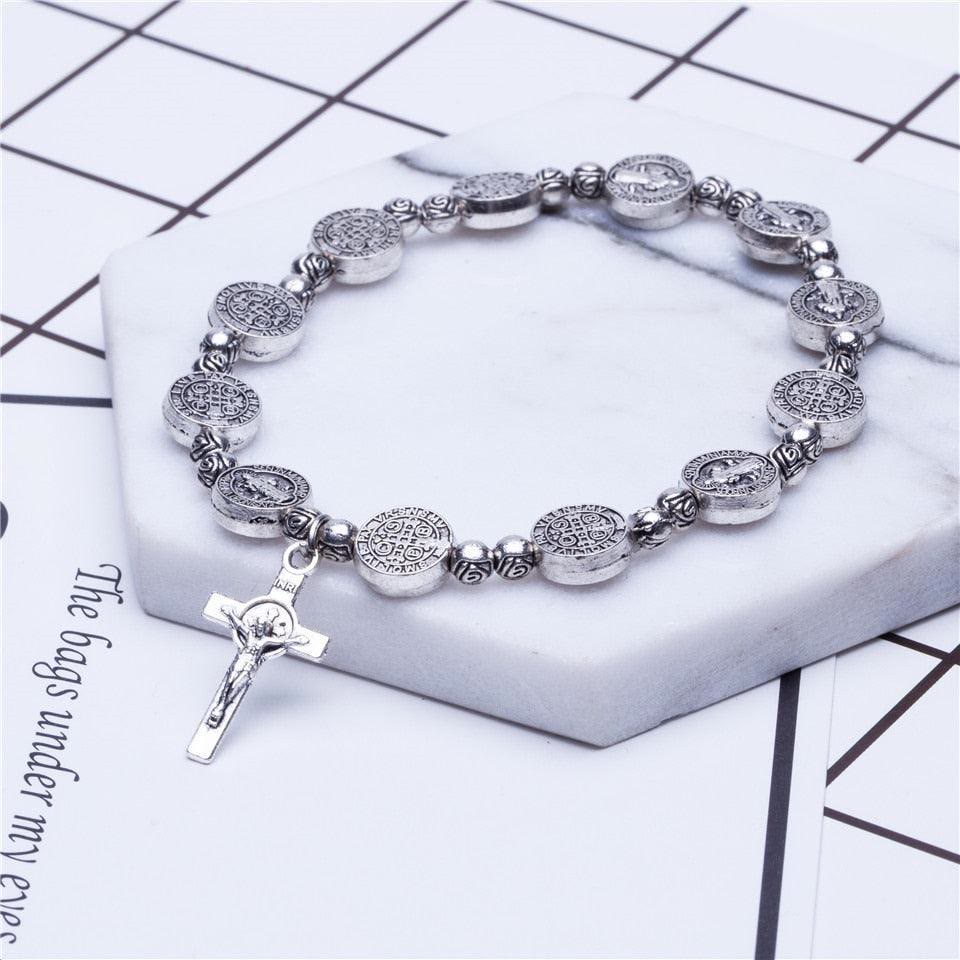 Gold and Silver Coloured Christian Cross Bracelet – Solana